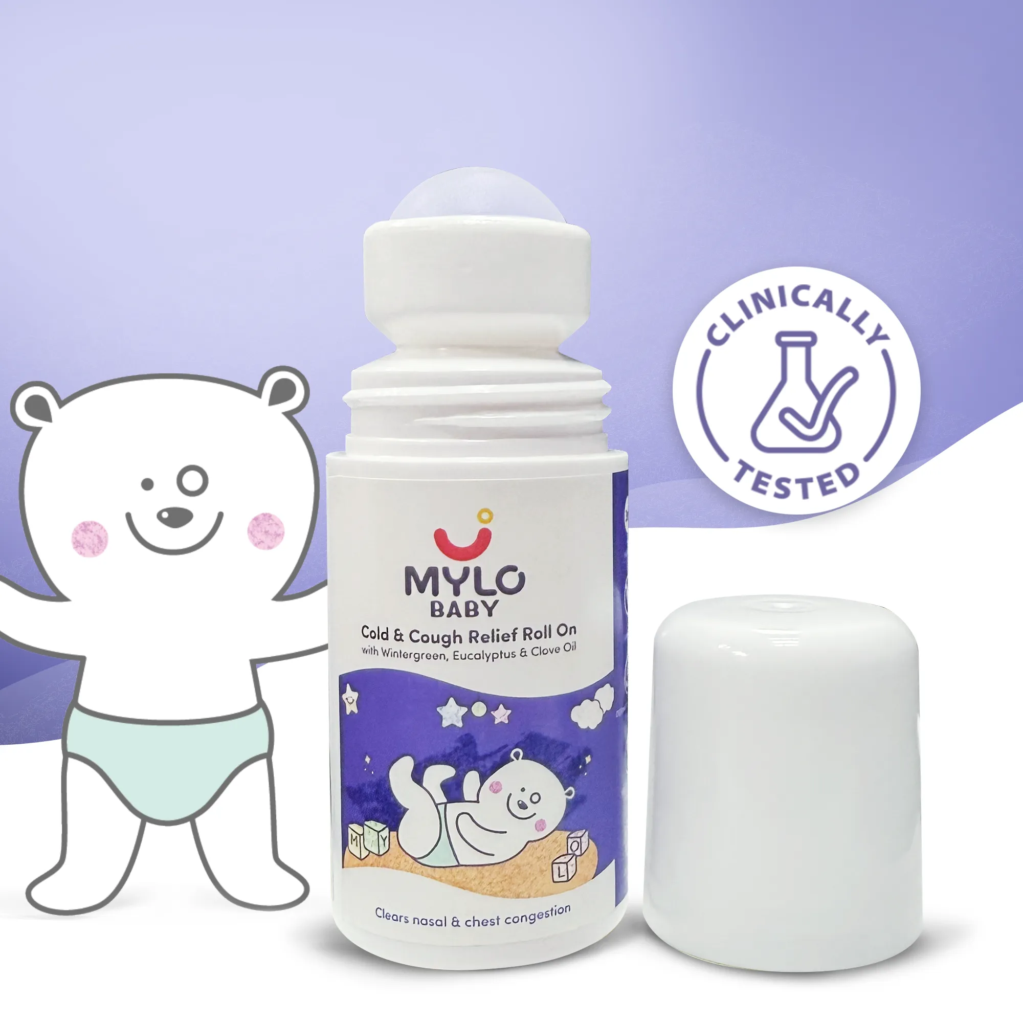 Mylo Baby Cold & Cough Roll-On with Lavender, Ajwain - 40ml